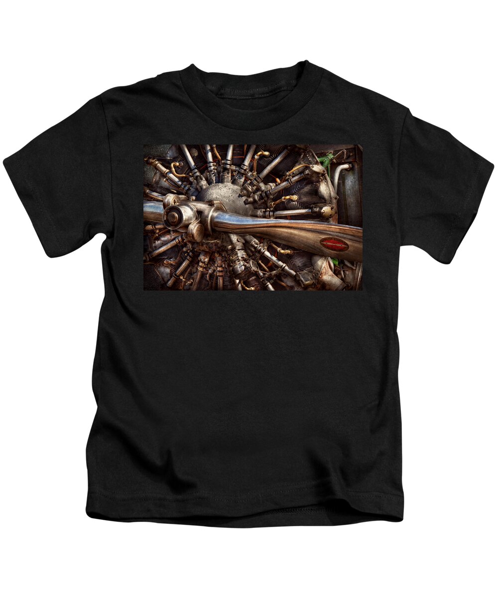 Plane Kids T-Shirt featuring the photograph Pilot - Plane - Engines at the ready by Mike Savad