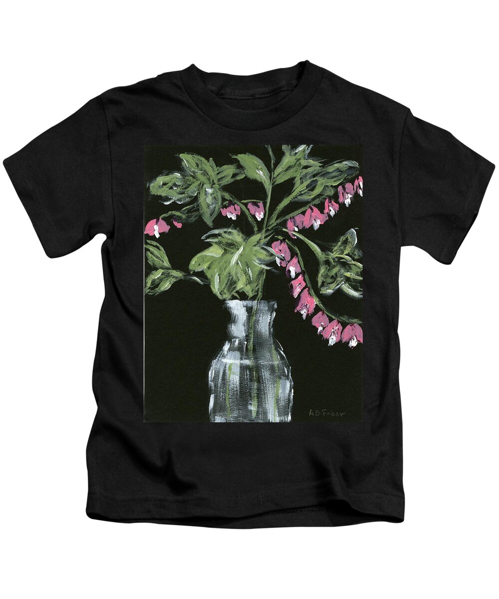 Flowers Kids T-Shirt featuring the painting Pink Bells Ringing by Alice Faber