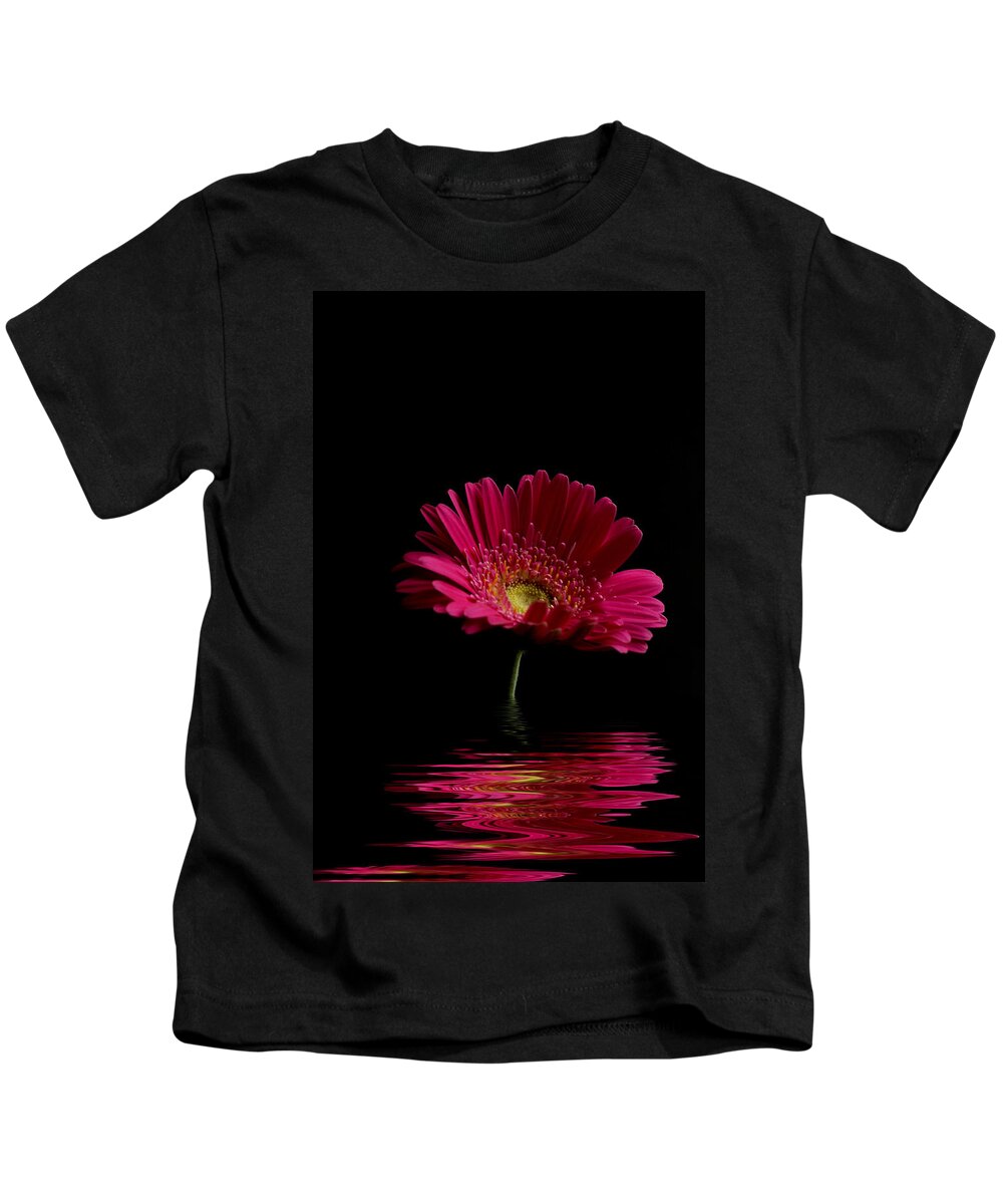 Pink Gerbera Flower Kids T-Shirt featuring the photograph Pink Gerbera Flood 1 by Steve Purnell