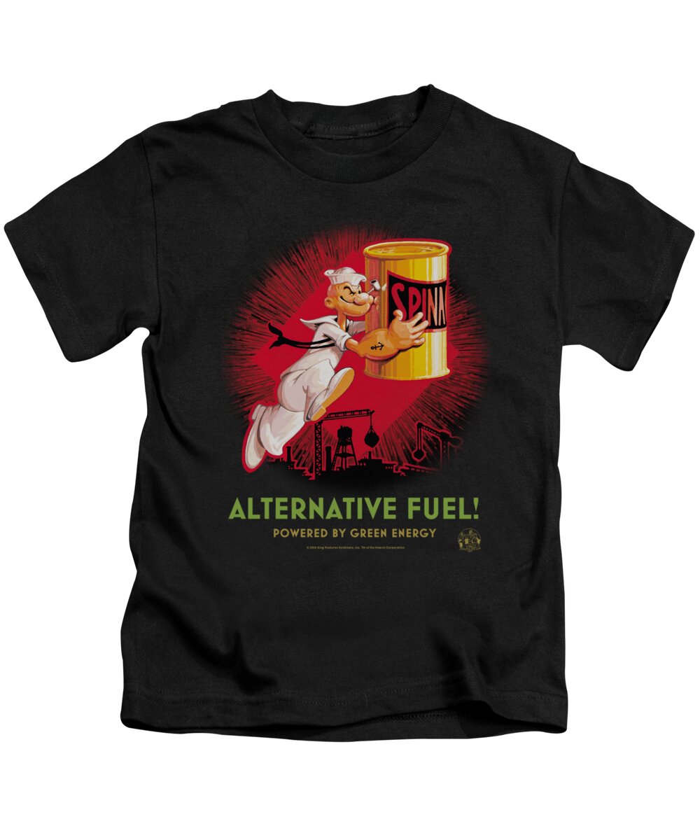 Popeye Kids T-Shirt featuring the digital art Popeye - Alternative Fuel by Brand A