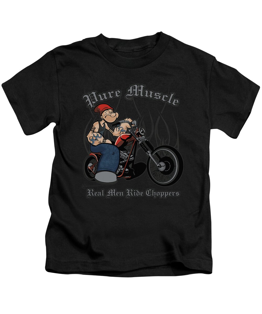 Popeye Kids T-Shirt featuring the digital art Popeye - Pure Muscle by Brand A