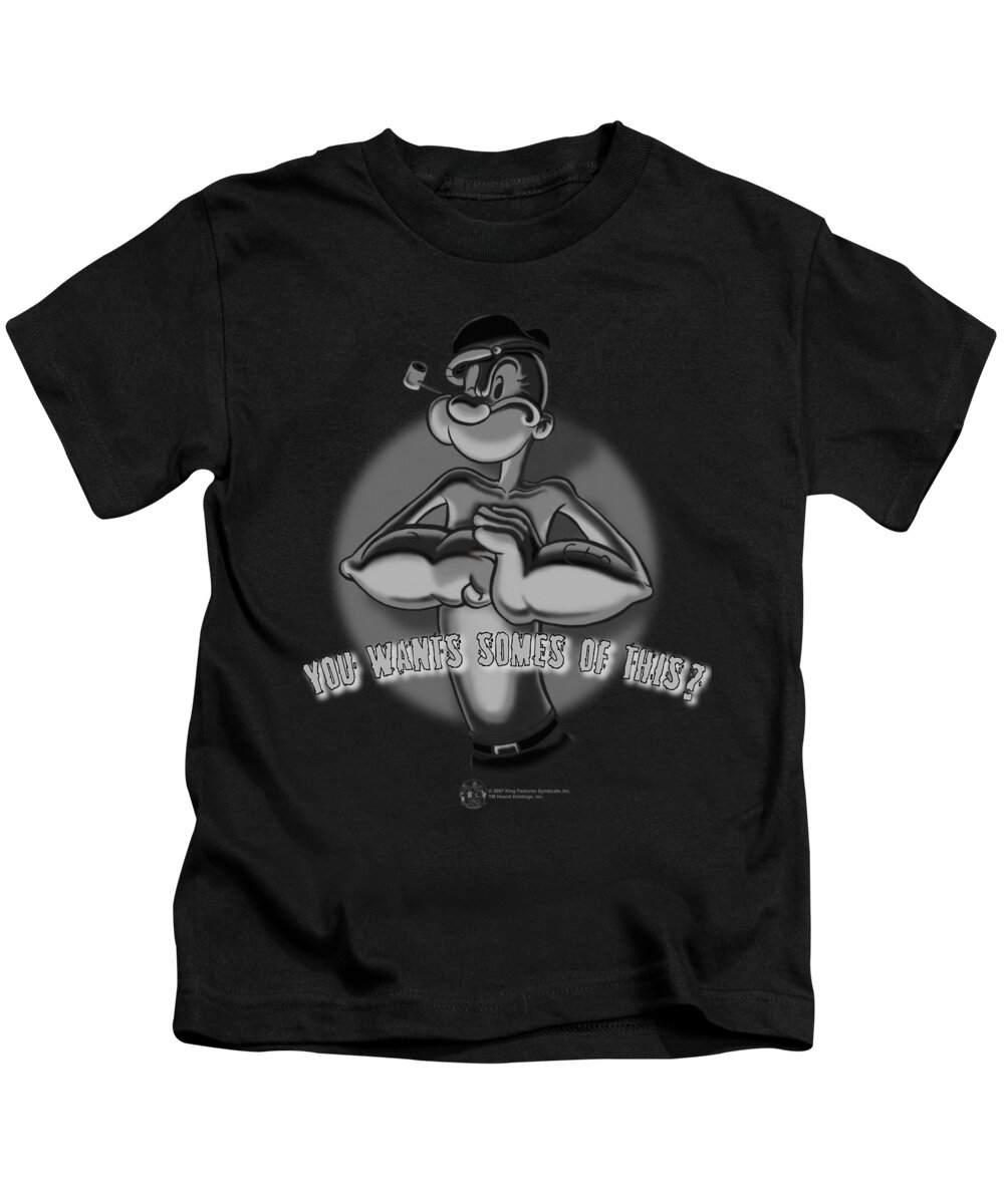 Popeye Kids T-Shirt featuring the digital art Popeye - Somes Of This by Brand A