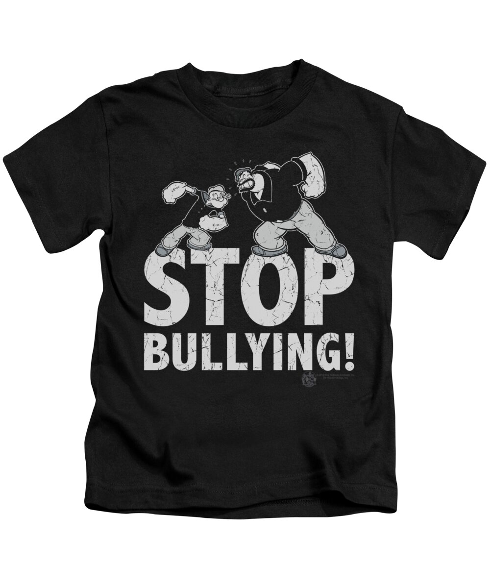  Kids T-Shirt featuring the digital art Popeye - Stop Bullying by Brand A