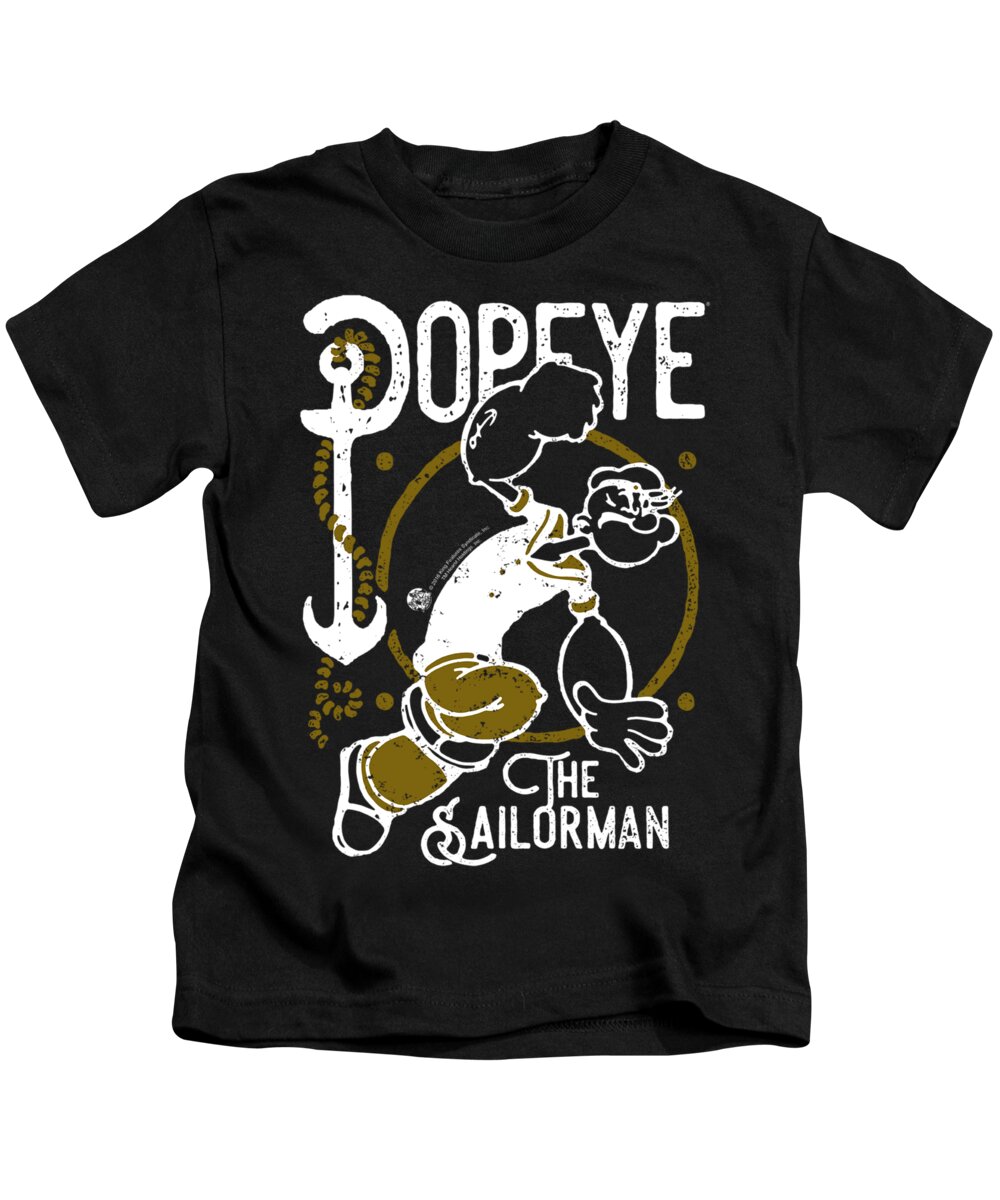  Kids T-Shirt featuring the digital art Popeye - Vintage Sailor by Brand A