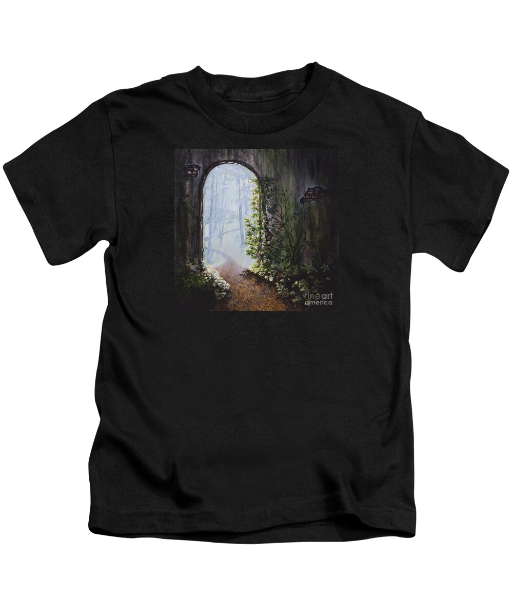 Portal Kids T-Shirt featuring the painting Portal by Mary Palmer