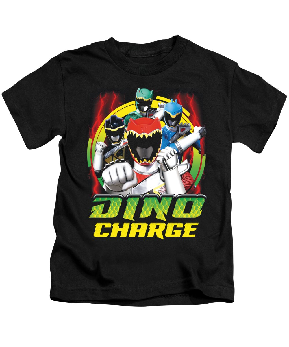  Kids T-Shirt featuring the digital art Power Rangers - Dino Lightning by Brand A