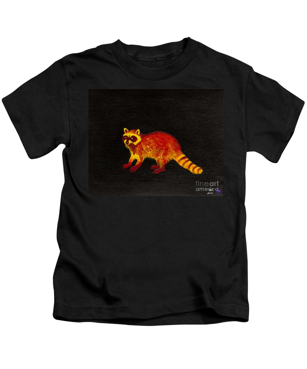  Kids T-Shirt featuring the painting Raccoon by Stefanie Forck