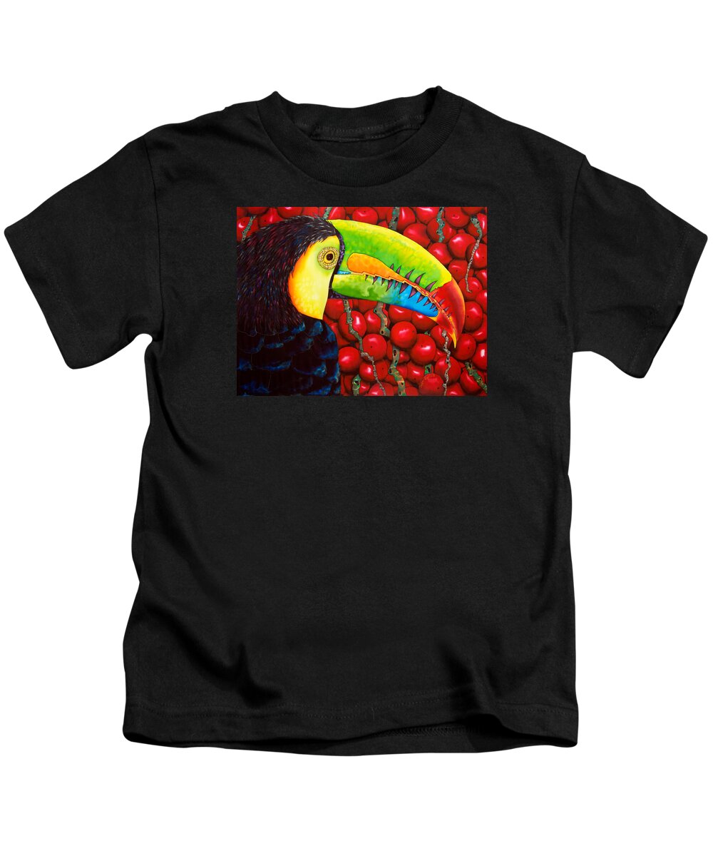 Toucan Kids T-Shirt featuring the painting Rainbow Toucan by Daniel Jean-Baptiste