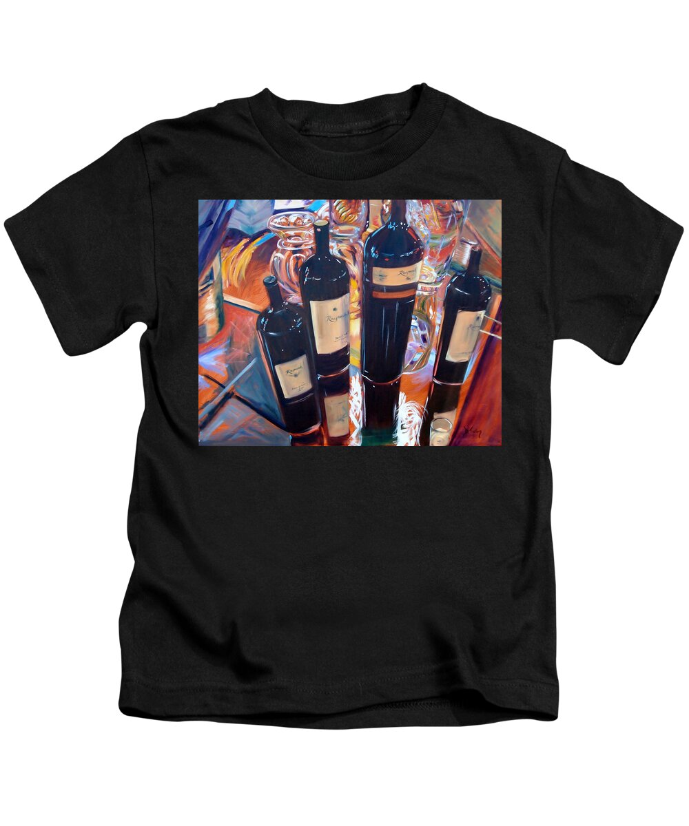 Wine Kids T-Shirt featuring the painting Raymond Vineyards Crystal Cellar by Donna Tuten