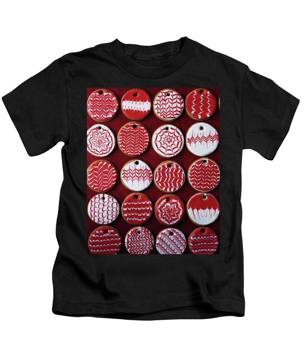 Cooking Kids T-Shirt featuring the photograph Red And White Christmas Cookies by Romulo Yanes