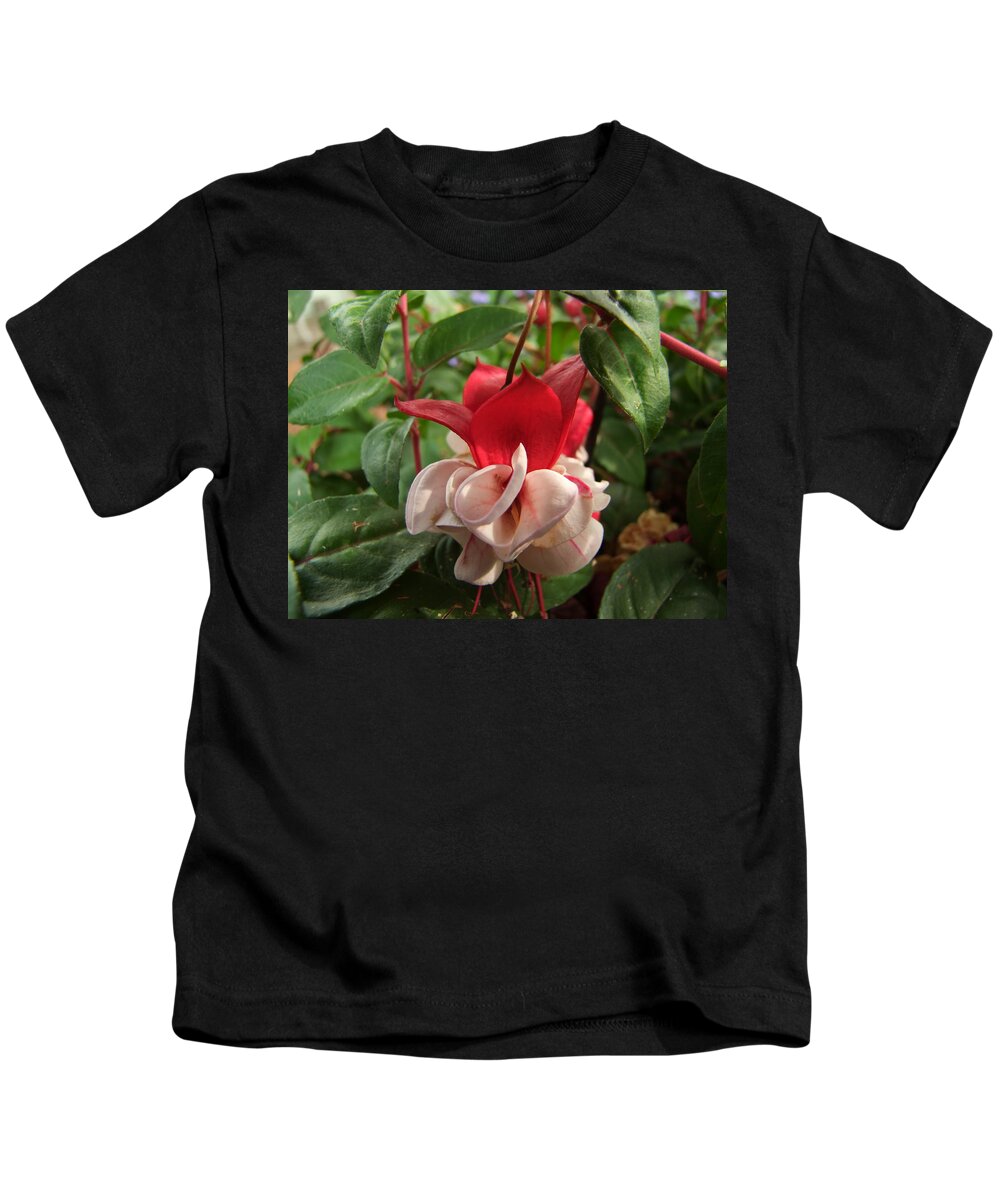 Flower Kids T-Shirt featuring the photograph Red and White Fuschia by Ron Roberts