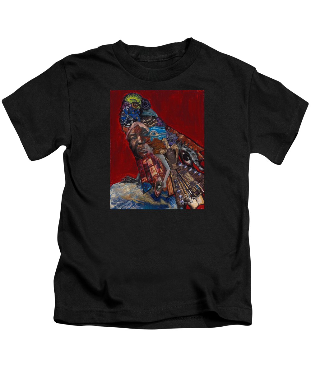 Crow Kids T-Shirt featuring the painting Red Crow by Emily McLaughlin