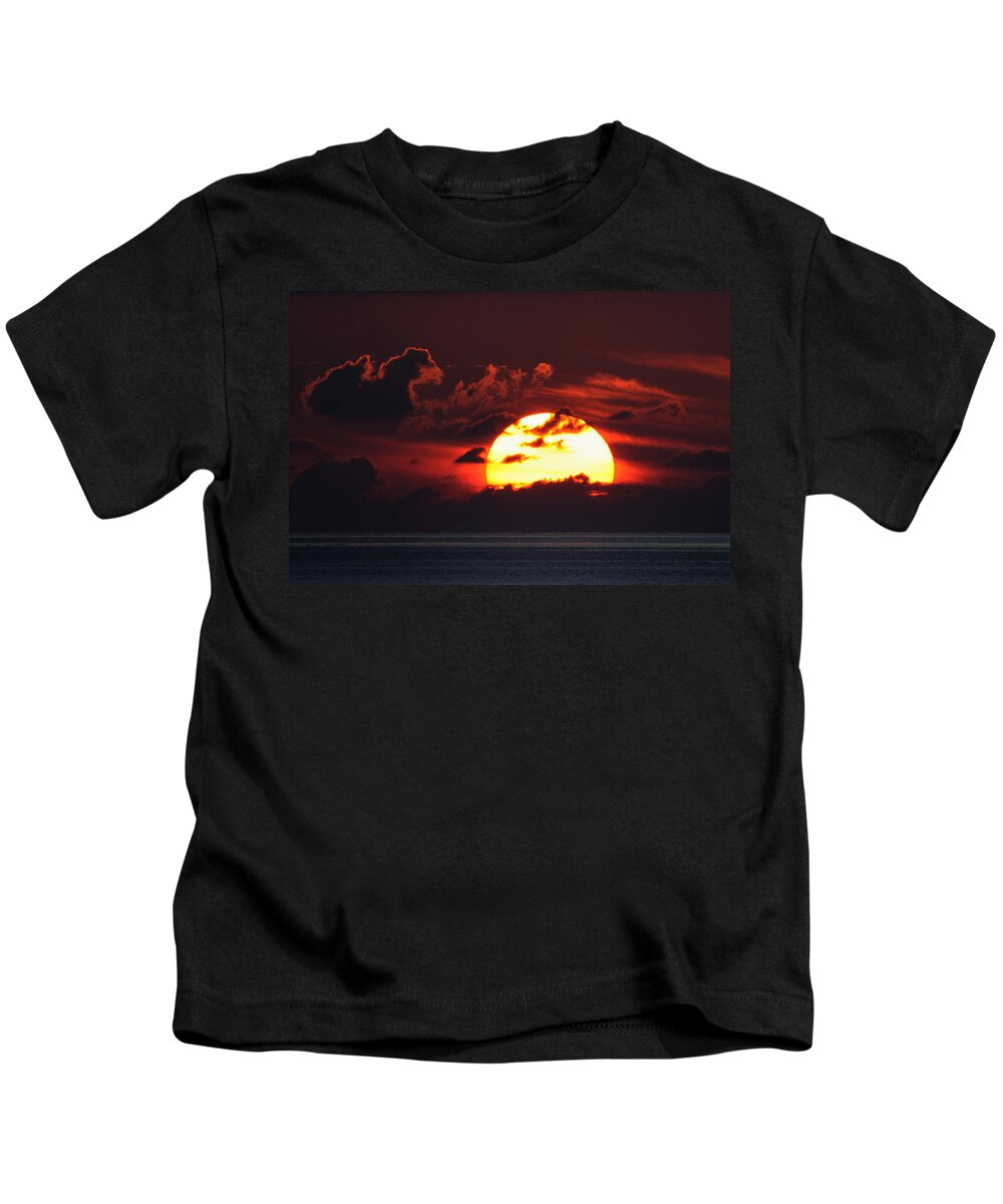  Sunset Kids T-Shirt featuring the photograph Red Sky at Night by Bradford Martin