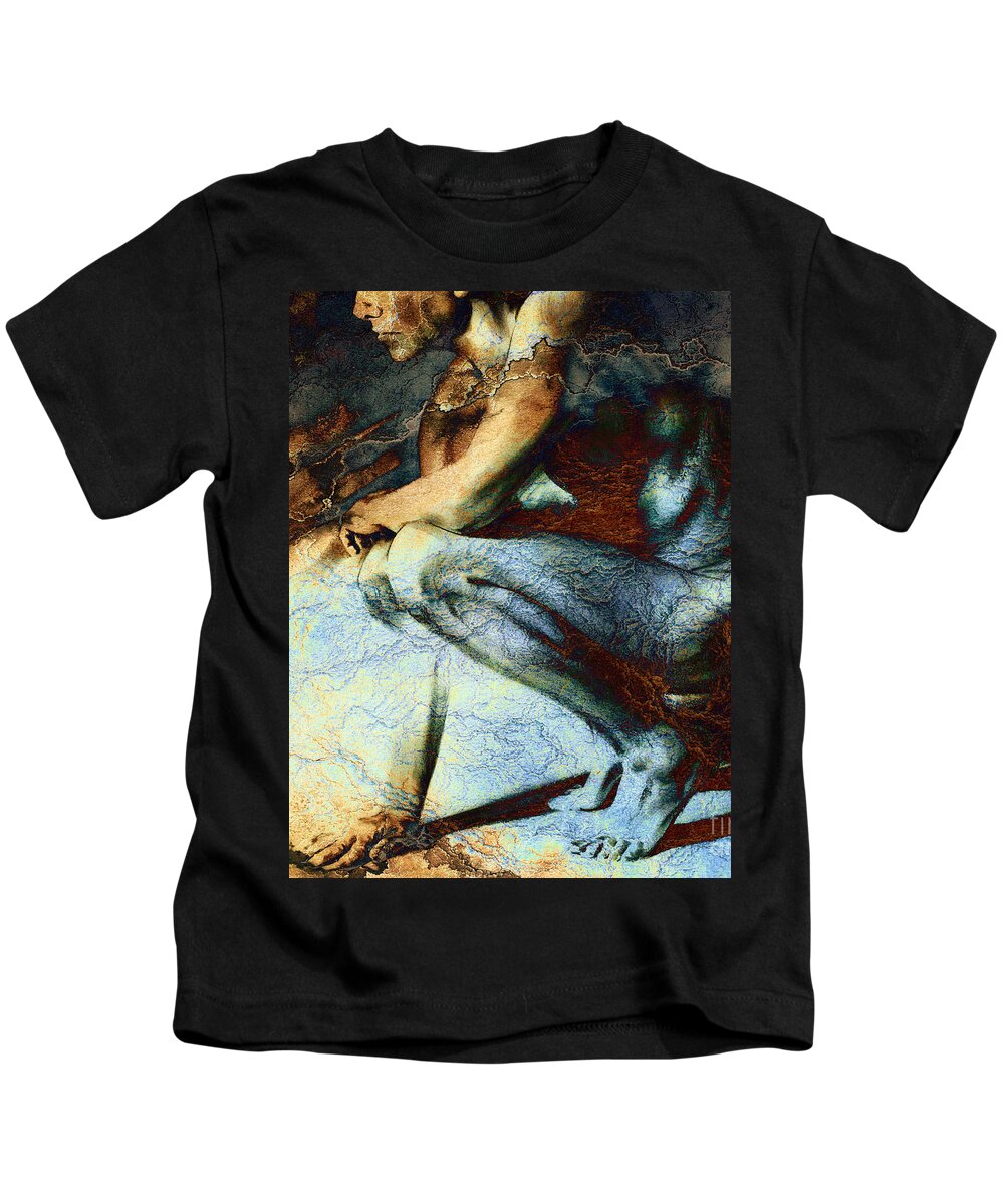 Figurative Kids T-Shirt featuring the drawing Resting with texture SQUARE by Paul Davenport