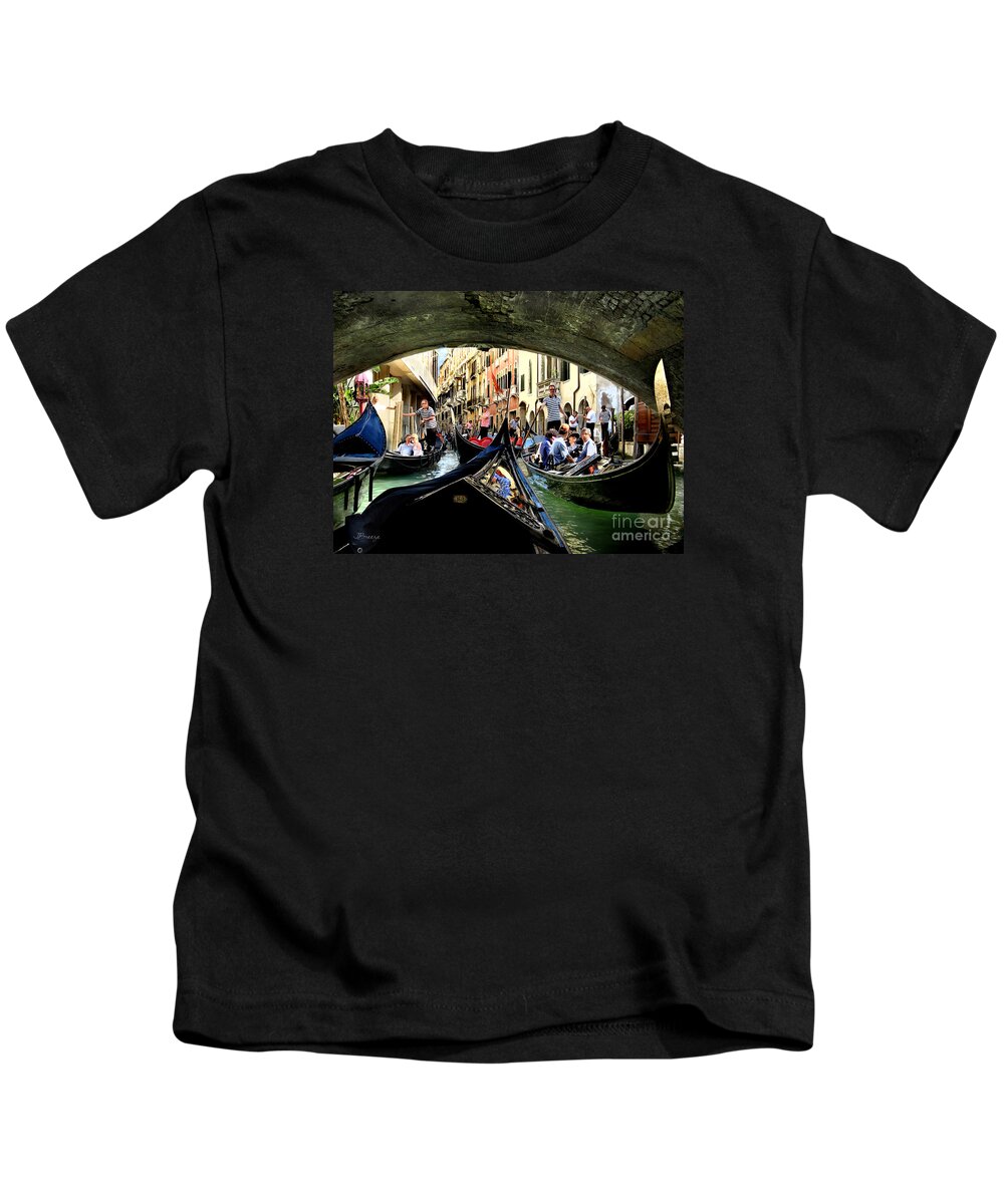 Canals Kids T-Shirt featuring the photograph Rhythm of Venice by Jennie Breeze