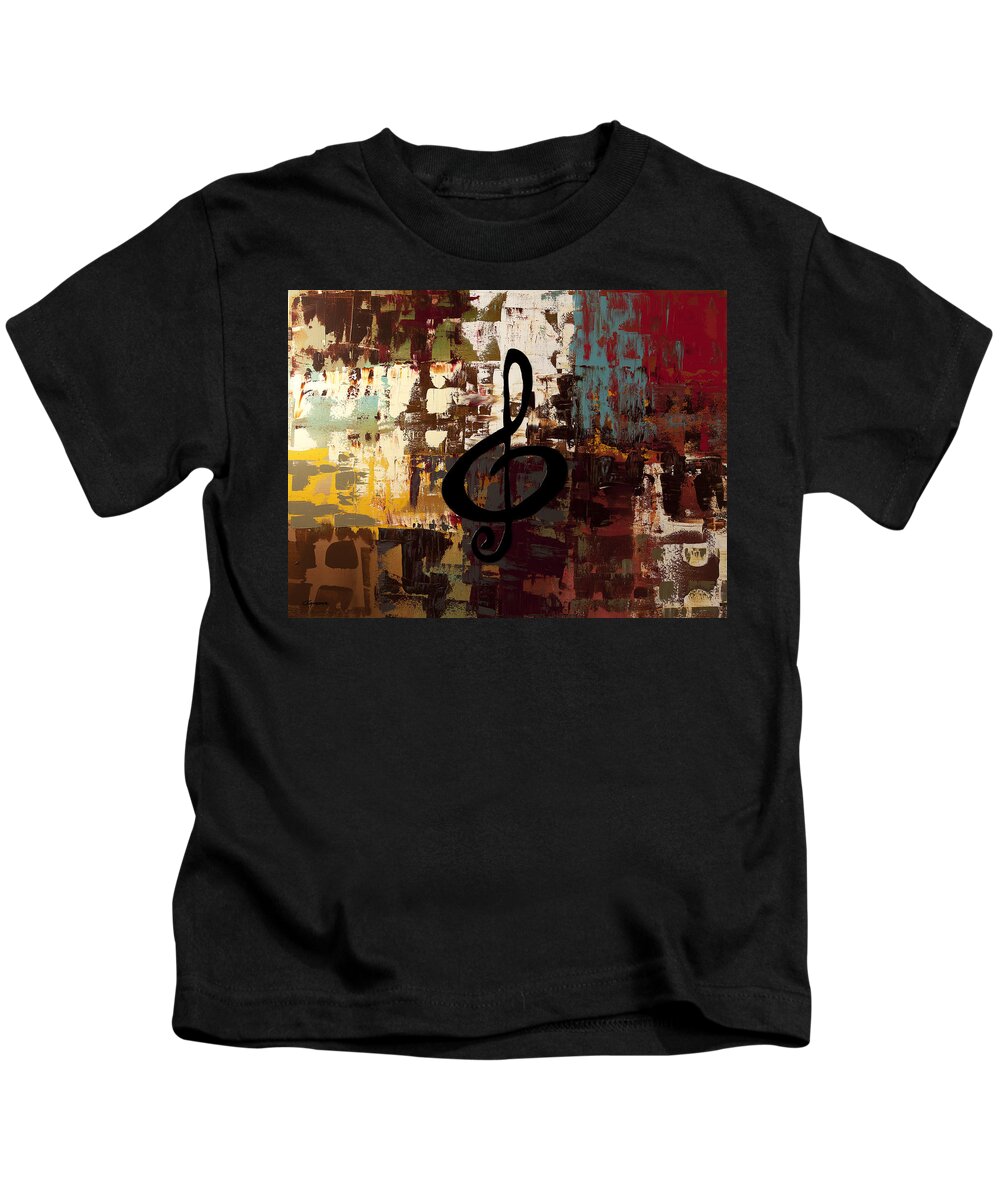Music Abstract Art Kids T-Shirt featuring the painting Rock On by Carmen Guedez