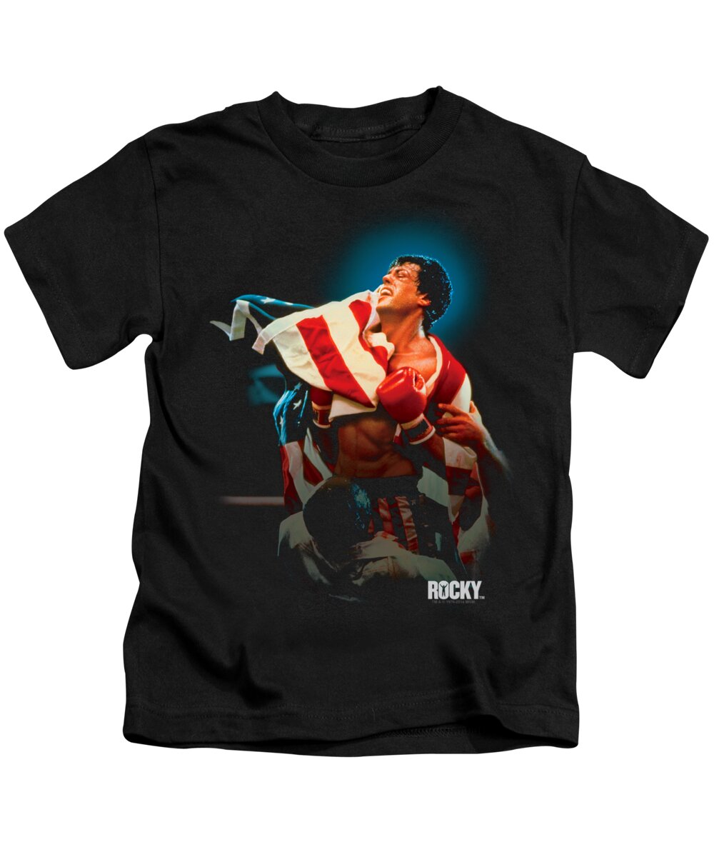  Kids T-Shirt featuring the digital art Rocky - Victory by Brand A