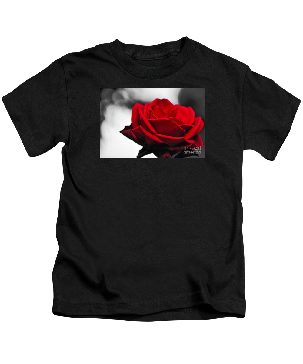 Photography Kids T-Shirt featuring the photograph Rosey Red by Kaye Menner