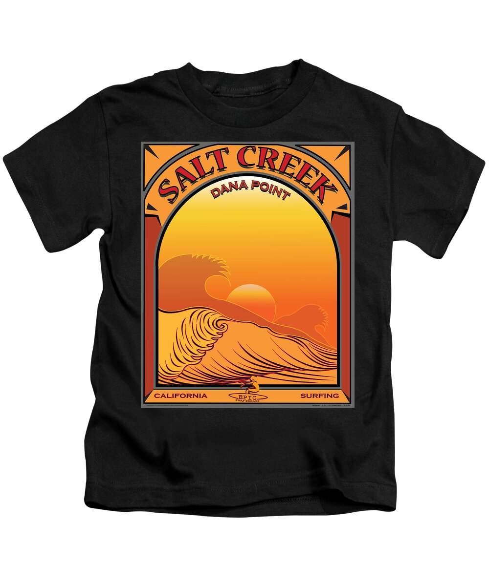 Surfing Kids T-Shirt featuring the digital art Salt Creek Surfing Dana Point California by Larry Butterworth