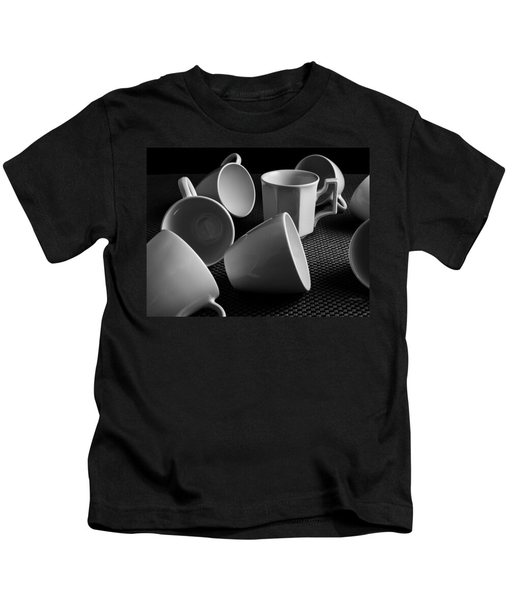 Singled Out Kids T-Shirt featuring the photograph Singled Out - Coffee Cups by Steven Milner