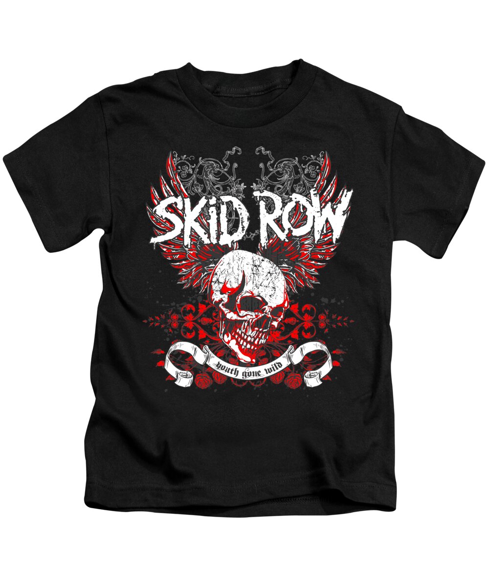 Celebrity Kids T-Shirt featuring the digital art Skid Row - Winged Skull by Brand A