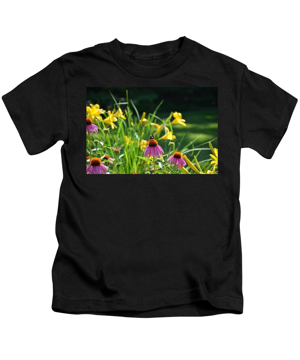 Butterflies Kids T-Shirt featuring the photograph Skipper in the Flowers by Kristin Hatt