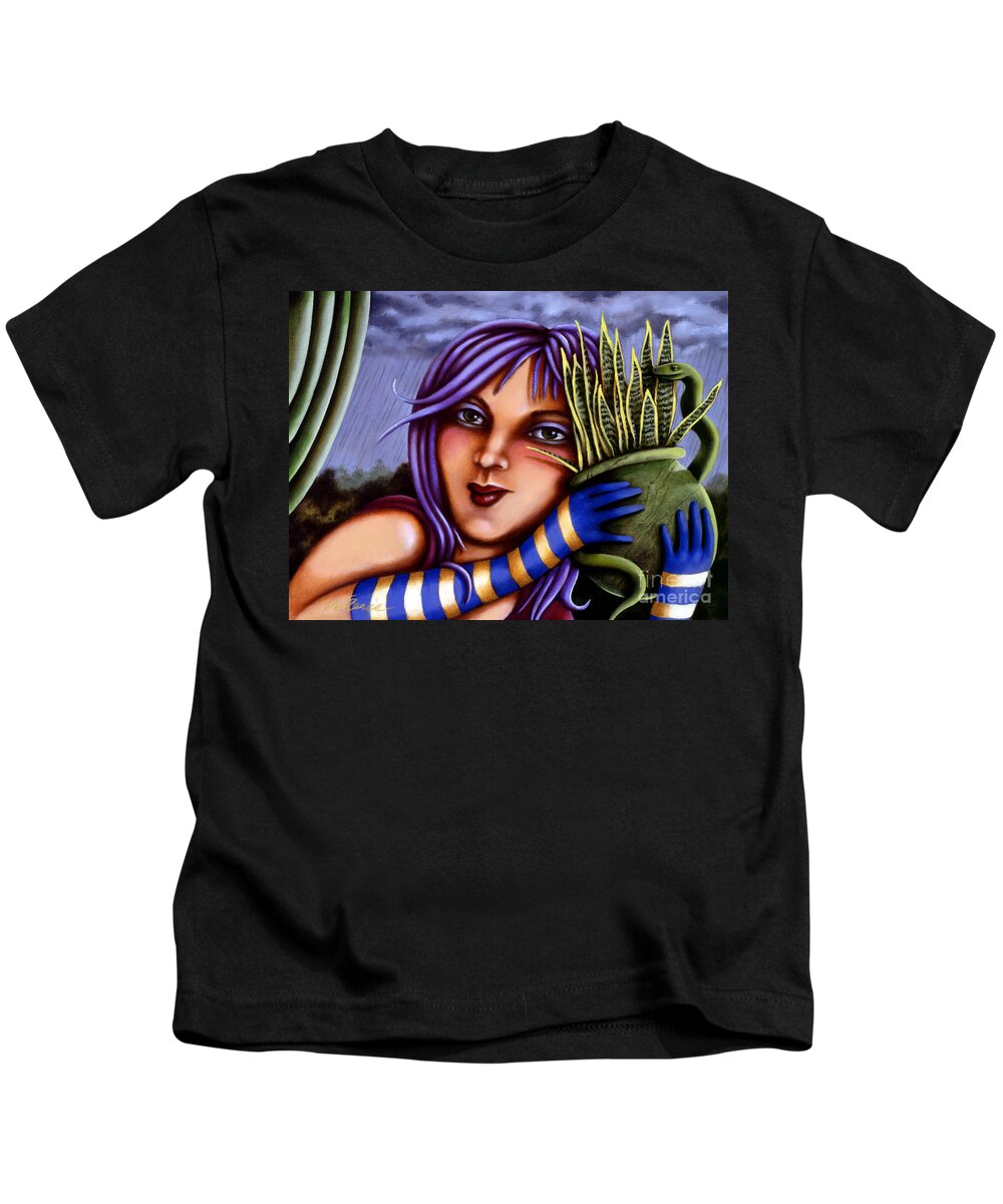 Fantasy Kids T-Shirt featuring the painting Snake Snakeplant by Valerie White
