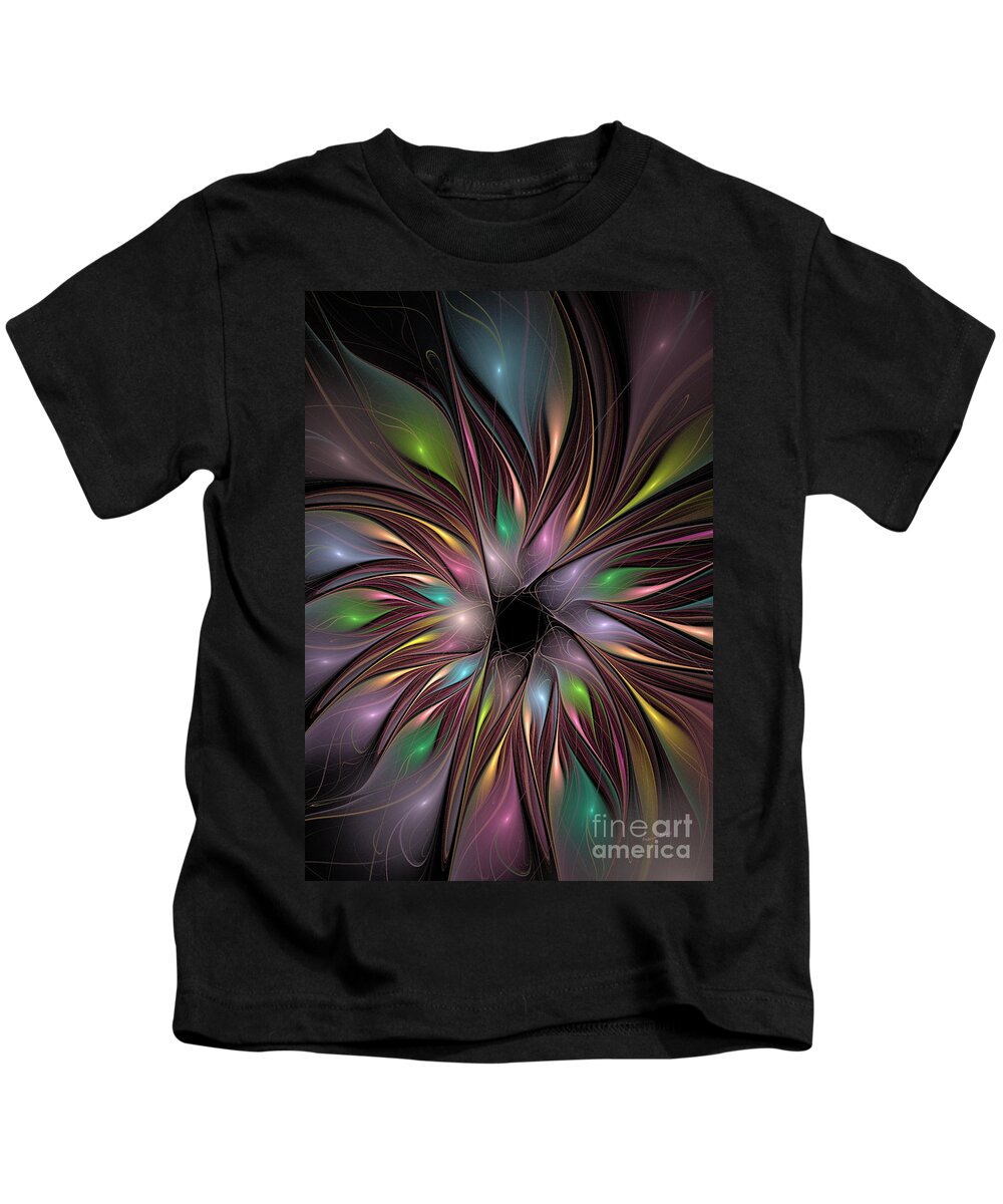 Fractal Kids T-Shirt featuring the digital art Soft Colors Of The Rainbow by Deborah Benoit