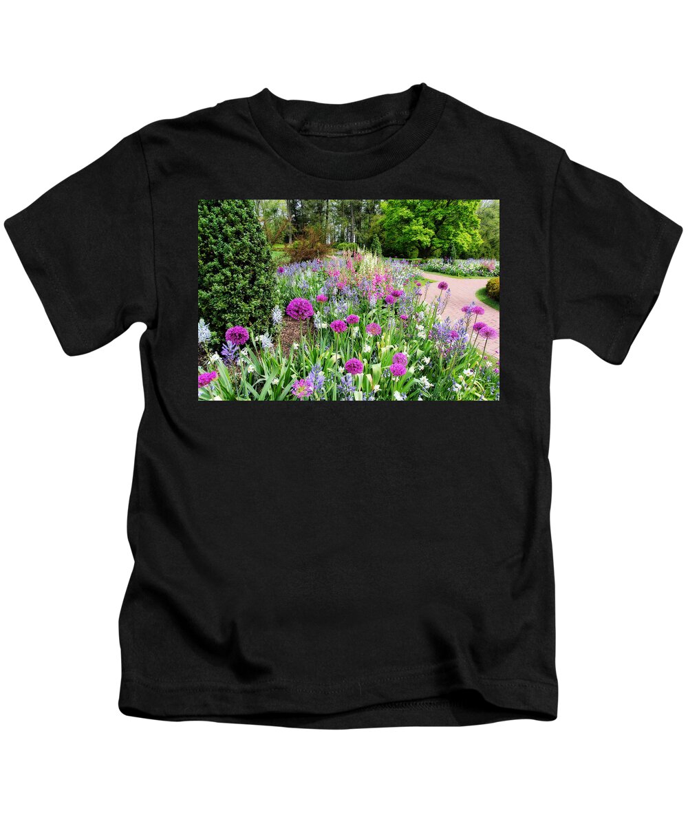 Flowers Kids T-Shirt featuring the photograph Spring Gardens by Trina Ansel