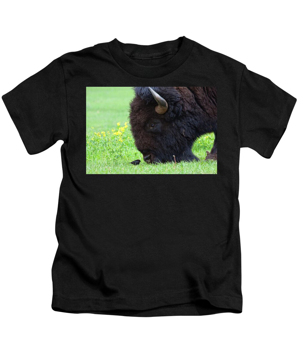 Buffalo Bull Canvas Print Kids T-Shirt featuring the photograph Stand Your Ground by Jim Garrison