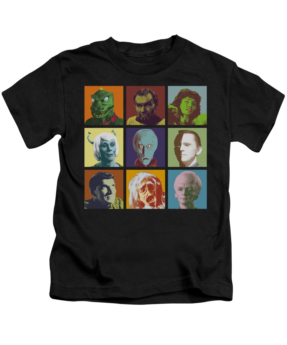 Star Trek Kids T-Shirt featuring the digital art Star Trek - Alien Squares by Brand A
