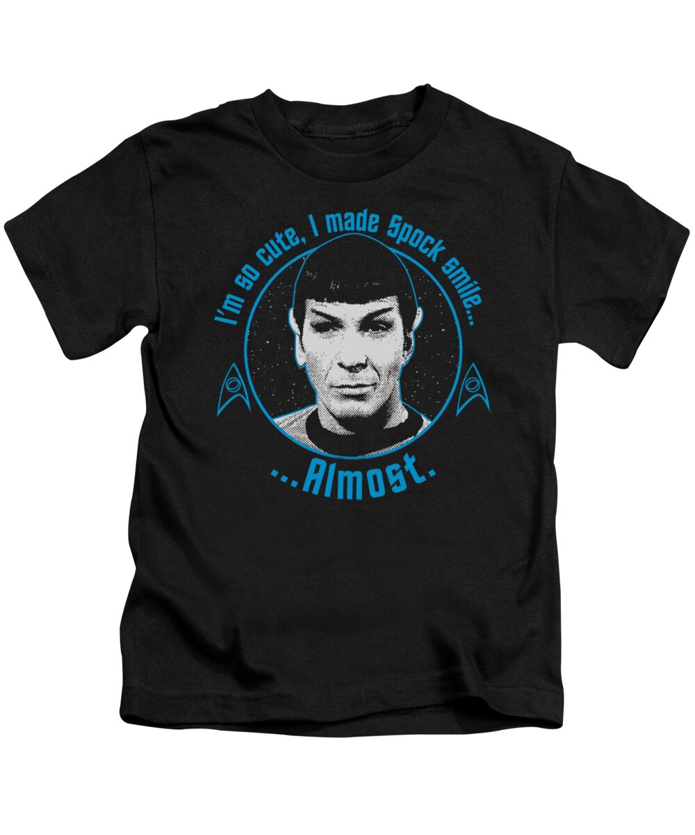  Kids T-Shirt featuring the digital art Star Trek - Almost Smile by Brand A