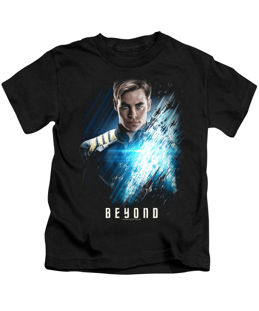  Kids T-Shirt featuring the digital art Star Trek Beyond - Kirk Poster by Brand A