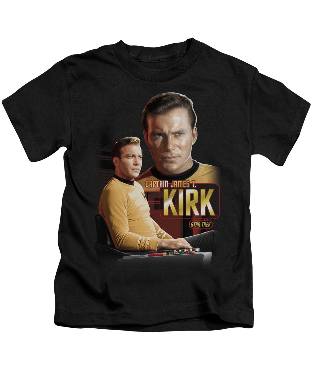 Star Trek Kids T-Shirt featuring the digital art Star Trek - Captain Kirk by Brand A