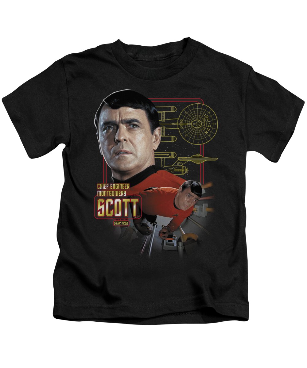 Star Trek Kids T-Shirt featuring the digital art Star Trek - Chief Engineer Scott by Brand A