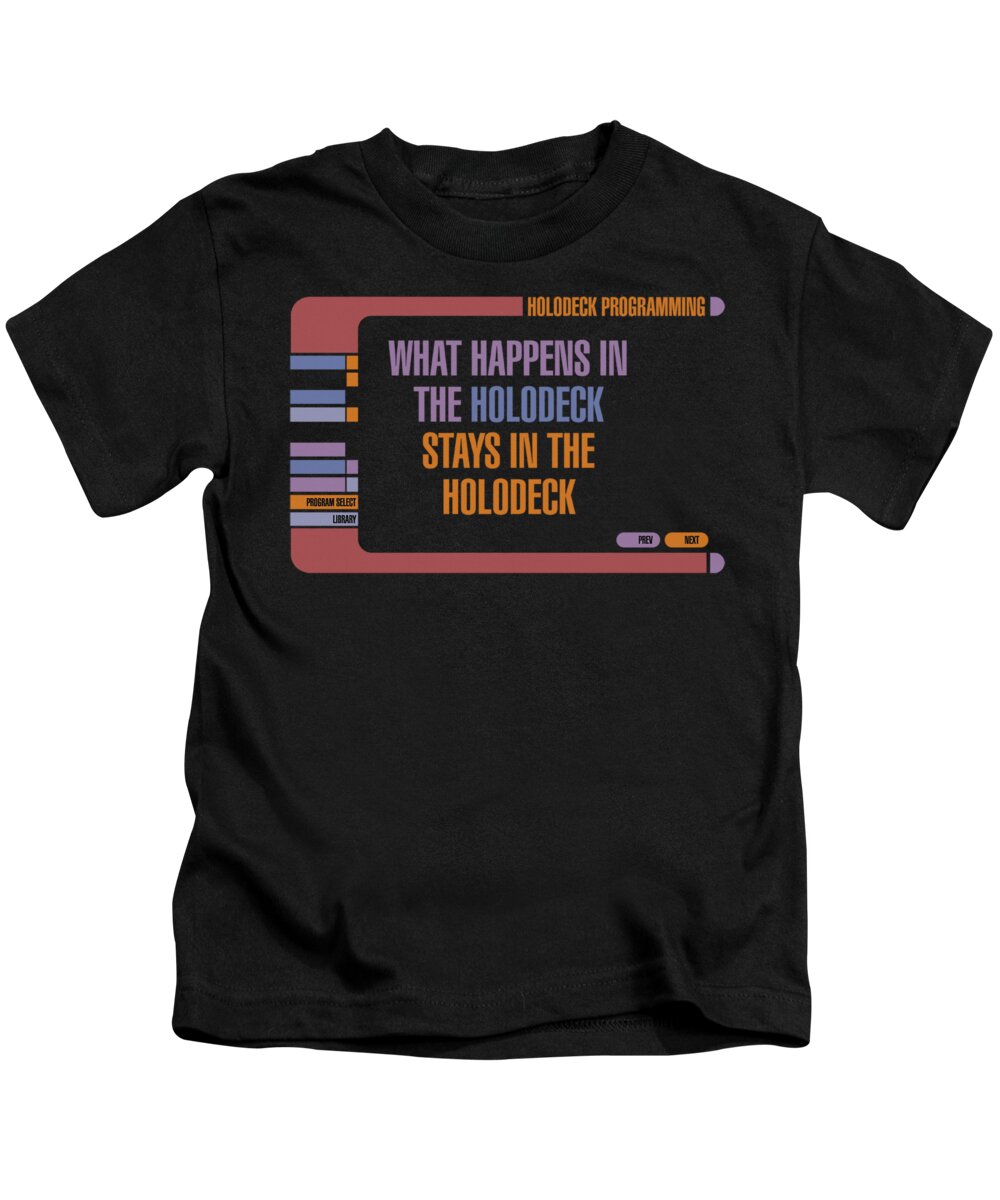 Star Trek Kids T-Shirt featuring the digital art Star Trek - Holodeck Secrets by Brand A