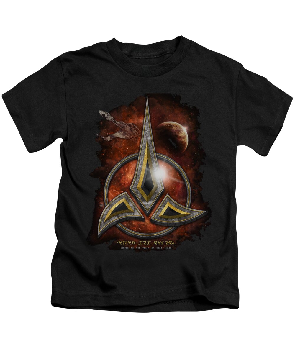 Star Trek Kids T-Shirt featuring the digital art Star Trek - Klingon Crest by Brand A