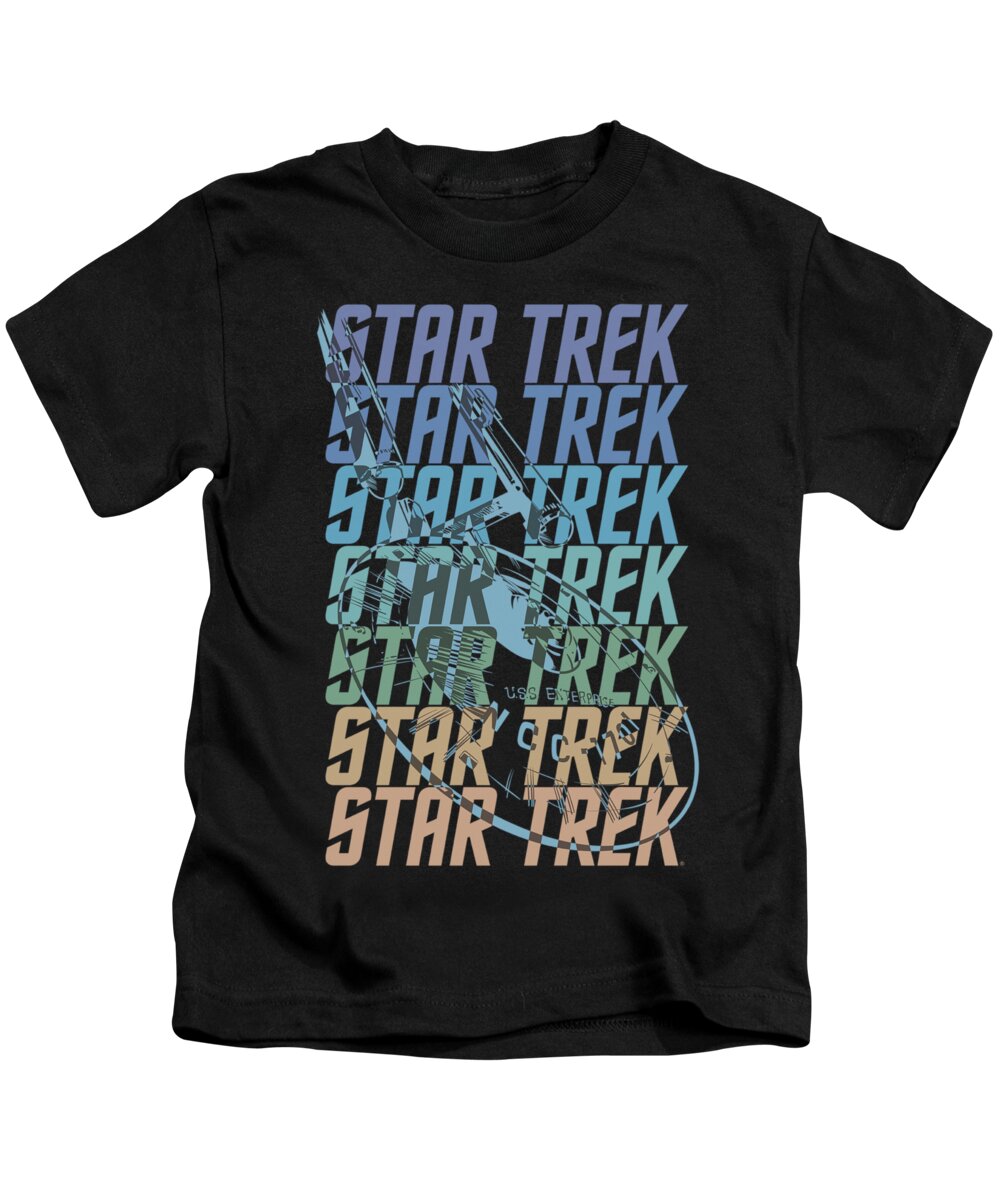  Kids T-Shirt featuring the digital art Star Trek - Multi Logo Enterprise by Brand A