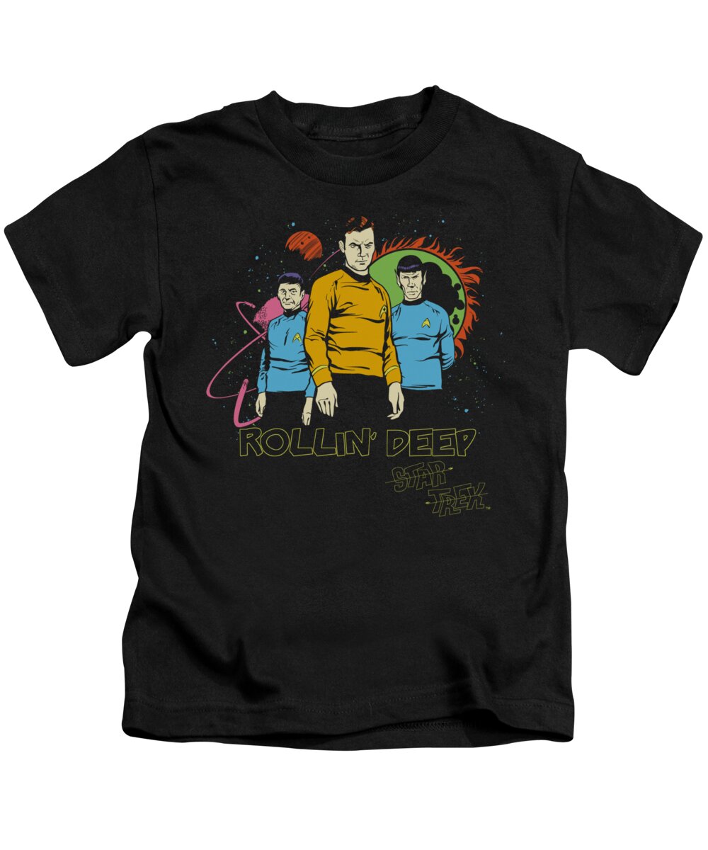  Kids T-Shirt featuring the digital art Star Trek - Rollin Deep by Brand A