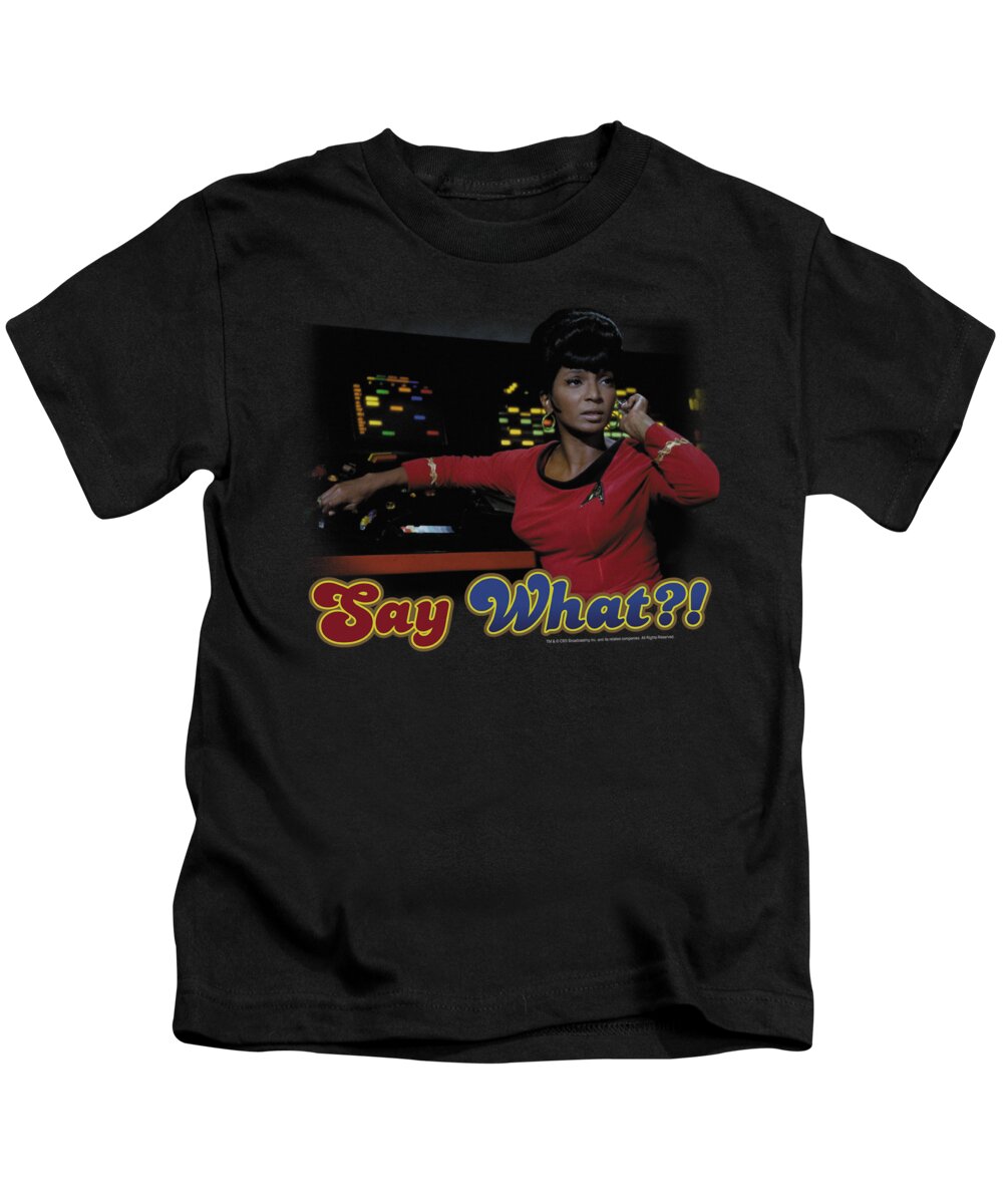 Star Trek Kids T-Shirt featuring the digital art Star Trek - Say What by Brand A