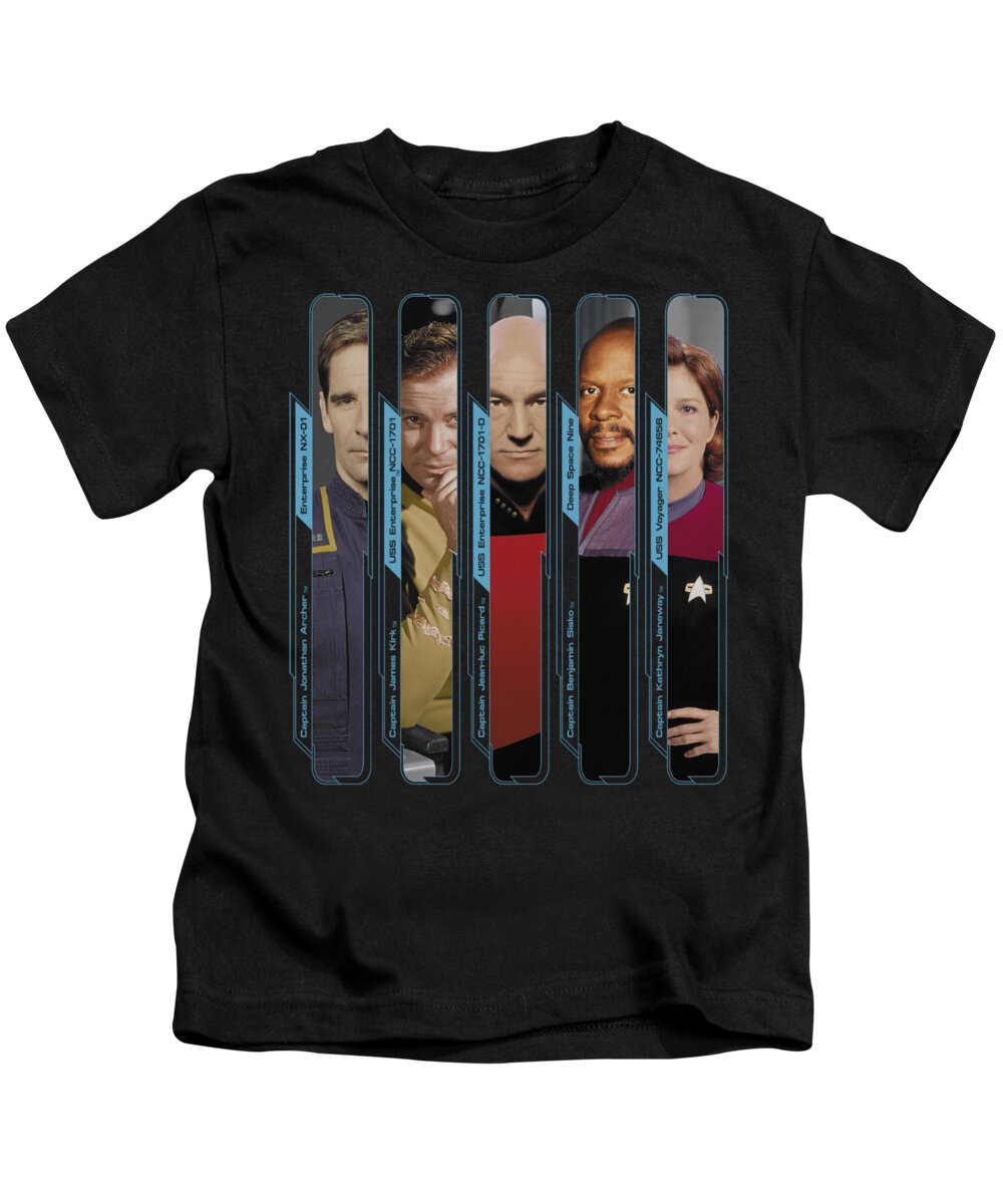 Star Trek Kids T-Shirt featuring the digital art Star Trek - The Captains by Brand A