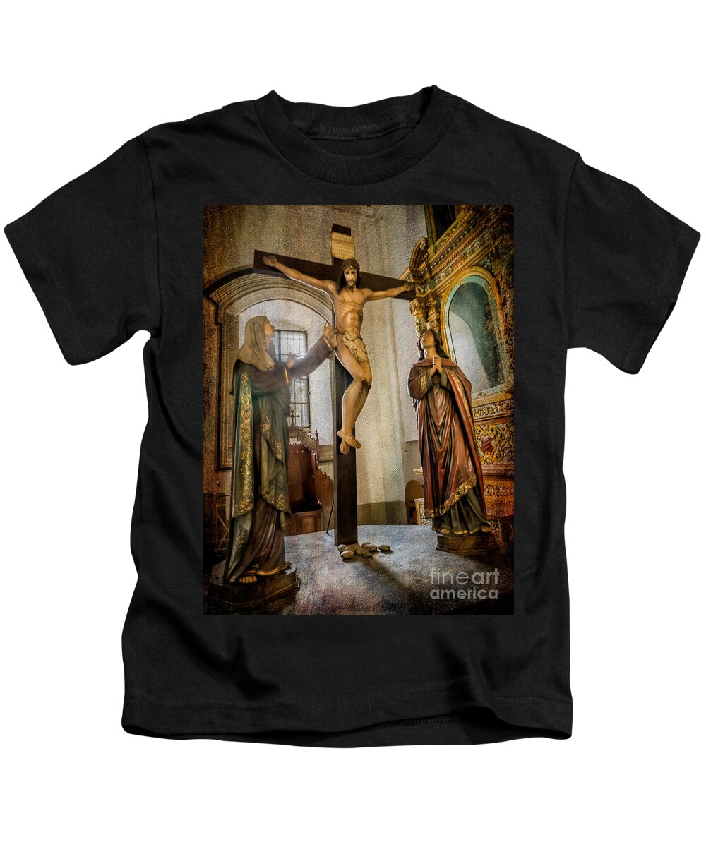San Agustin Church Kids T-Shirt featuring the photograph Statue of Jesus by Adrian Evans