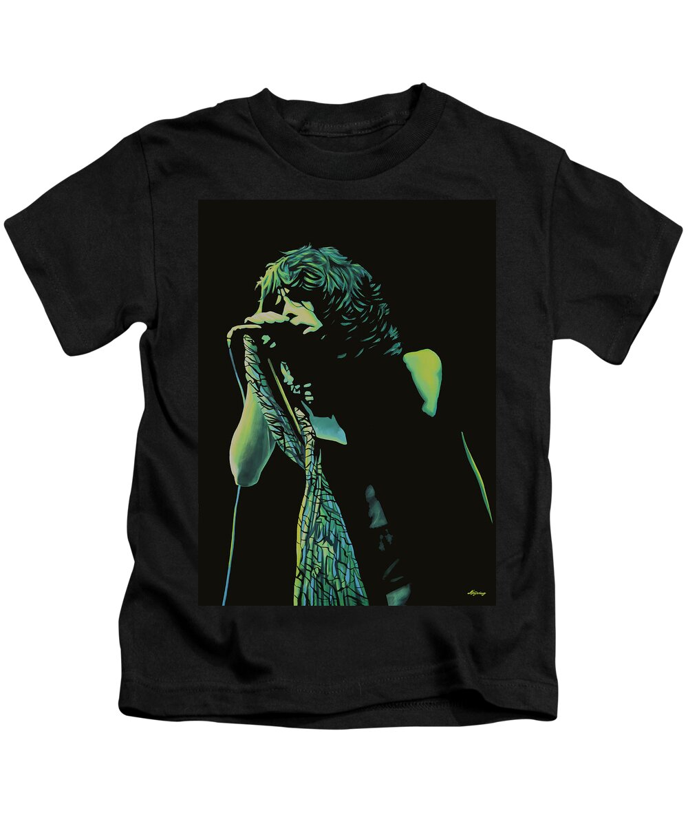 Steven Tyler Kids T-Shirt featuring the painting Steven Tyler 2 by Paul Meijering