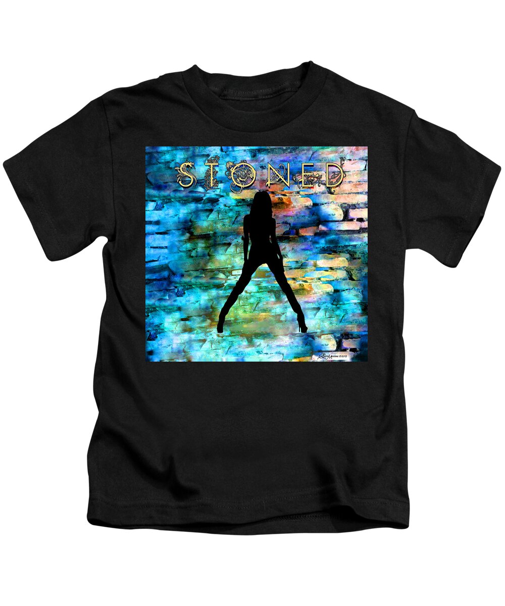 Stone Kids T-Shirt featuring the digital art STONED - Featured in Comfortable Art - Contours and Silhouettes - and Visions of the Night Groups by Ericamaxine Price