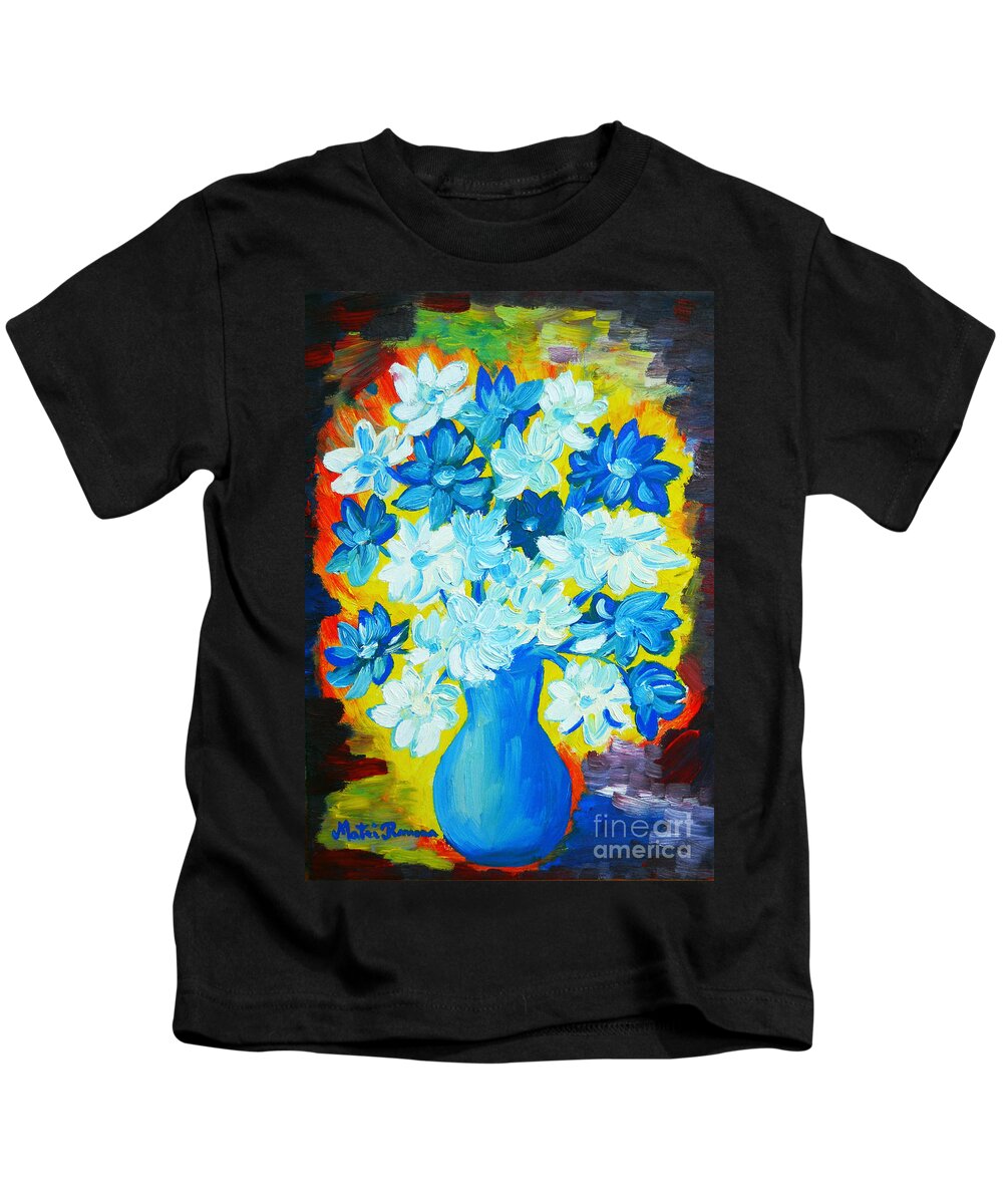 Daisies Kids T-Shirt featuring the painting Summer Daisies by Ramona Matei