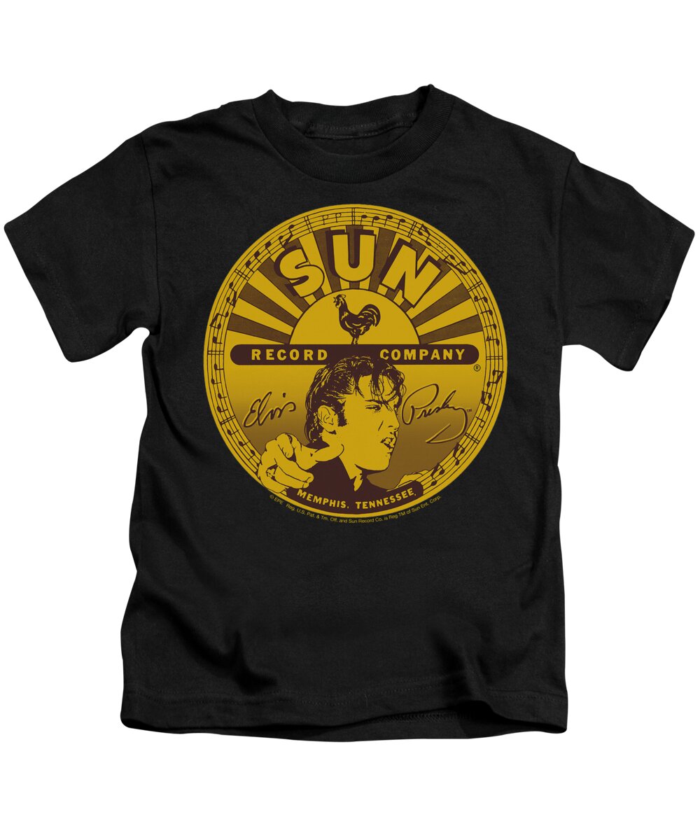 Sun Record Company Kids T-Shirt featuring the digital art Sun - Elvis Full Sun Label by Brand A