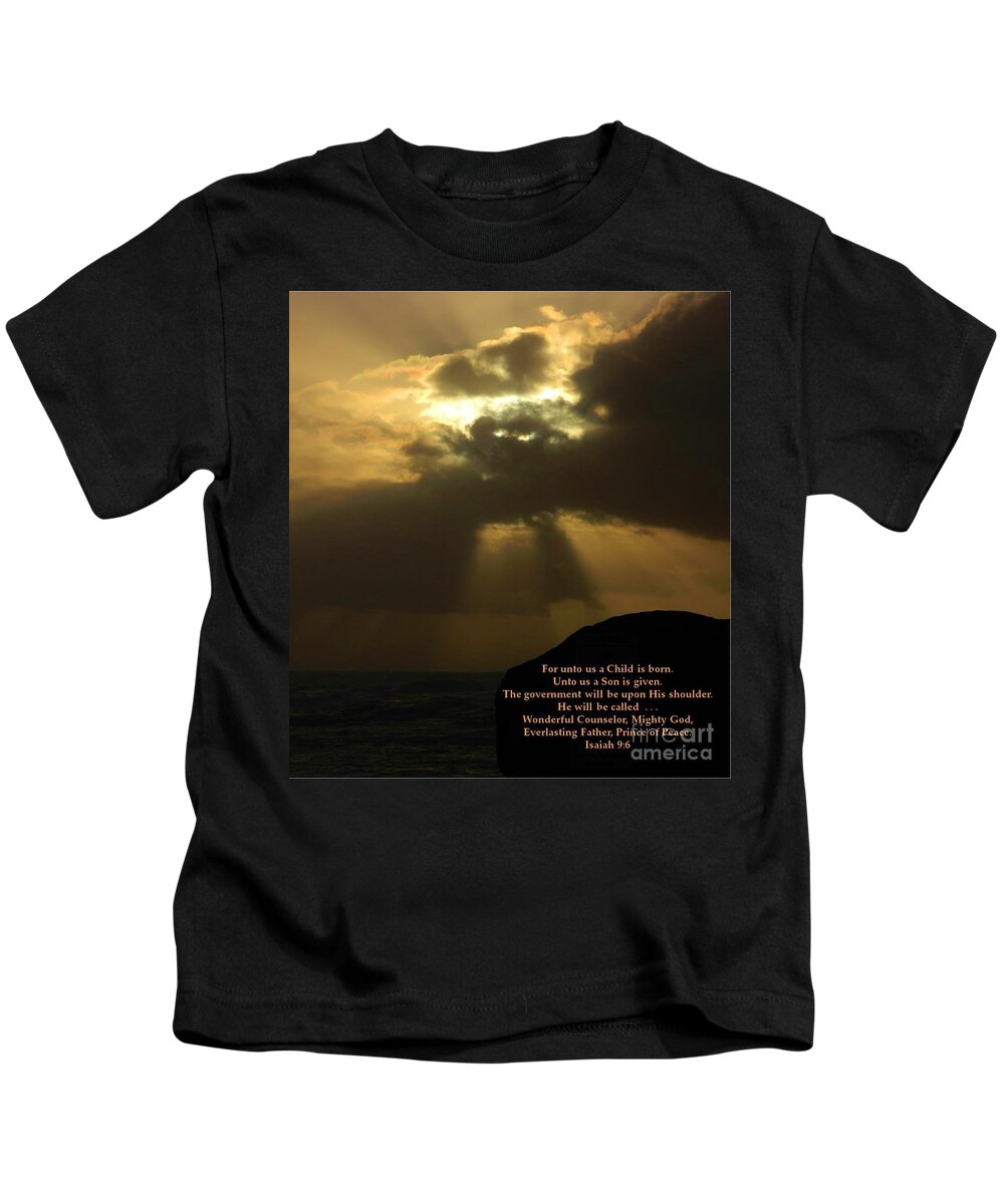 Nature Kids T-Shirt featuring the photograph Sun Rays of Isaiah nine six by Gallery Of Hope 