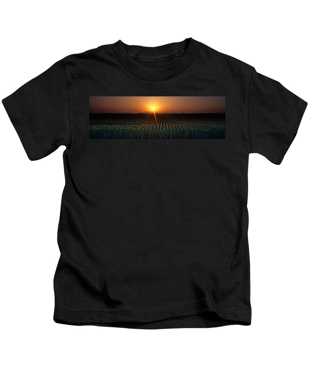 Photography Kids T-Shirt featuring the photograph Sunrise, Crops, Farm, Sacramento by Panoramic Images