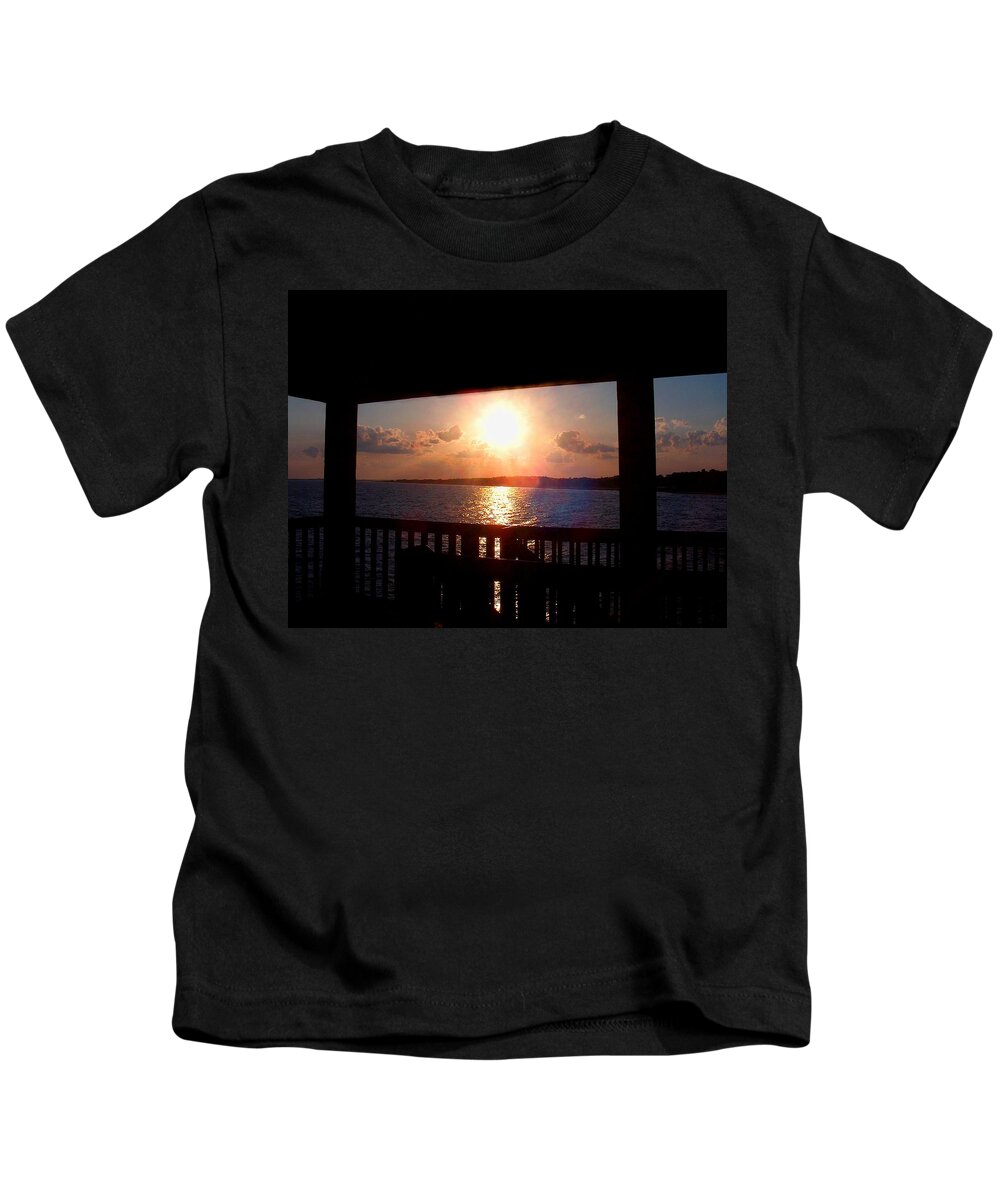 Landscape Kids T-Shirt featuring the photograph Sunset Folly Pier by Morgan Carter