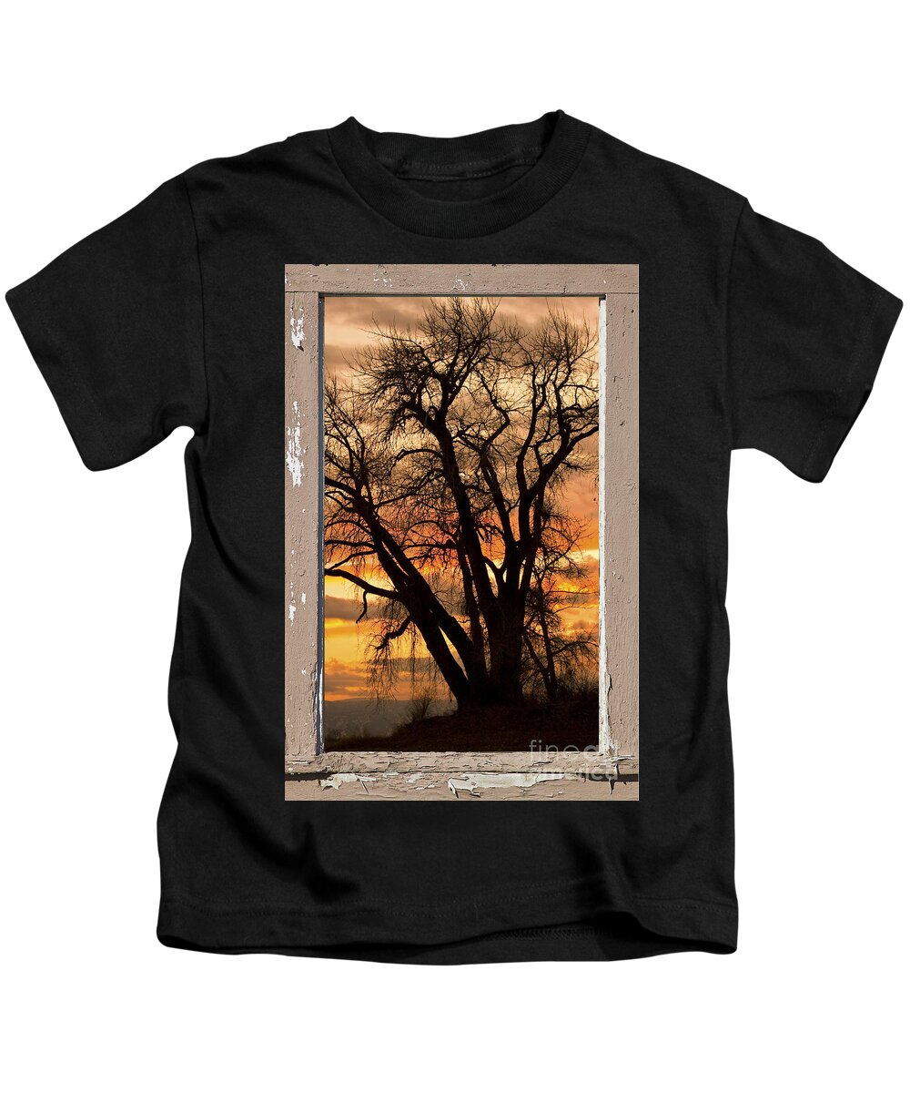 Beautiful Kids T-Shirt featuring the photograph Sunset View From Peeling Window by James BO Insogna